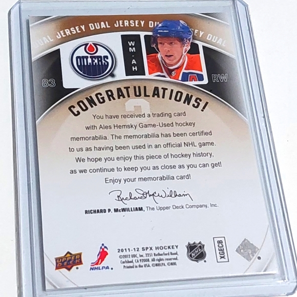 Ales Hemsky Upper Deck Game Worn Winning Materials Jersey Card Edmonton Oilers - Picture 2 of 2
